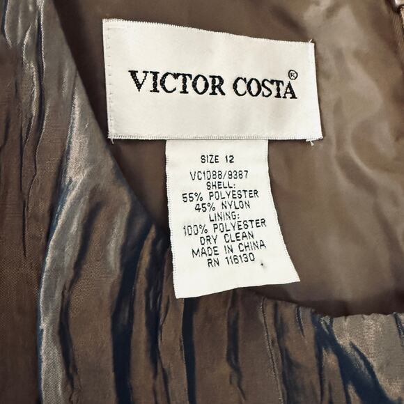 Victor Costa Vintage Blue & Brown Iridescent Crinkle Dress 12 - Picture 5 of 6